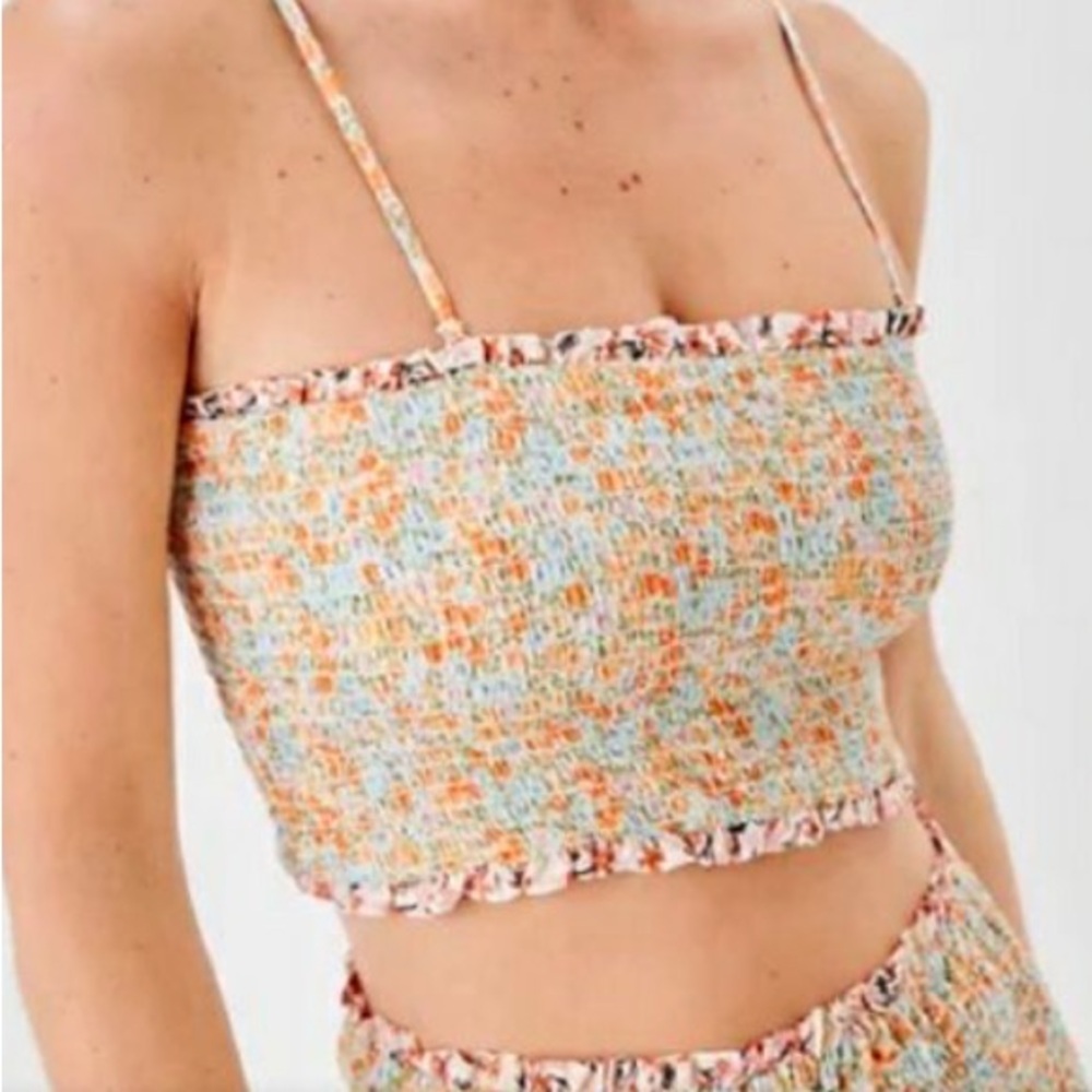[Aerie] Reversible Smocked Floral Print Cropped Tank Medium